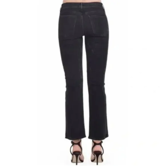 RTA dark navy black sparkle cotton velvet Kiki flare crop cropped jeans pants - Picture 3 of 12